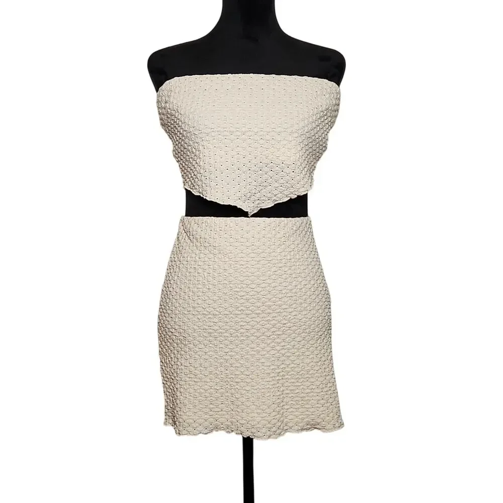 LE LIS NWT 2Pc Knit Scarf Tube Top and Mini Skirt, Size Large